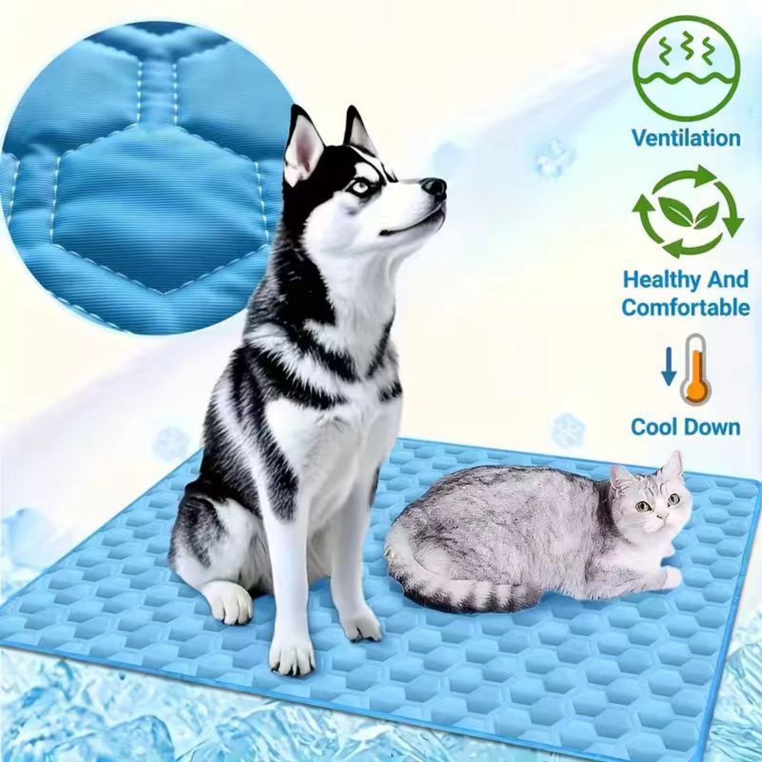 Dog Cooling Mat - Summer Pet Cooling Mat Breathable Ice