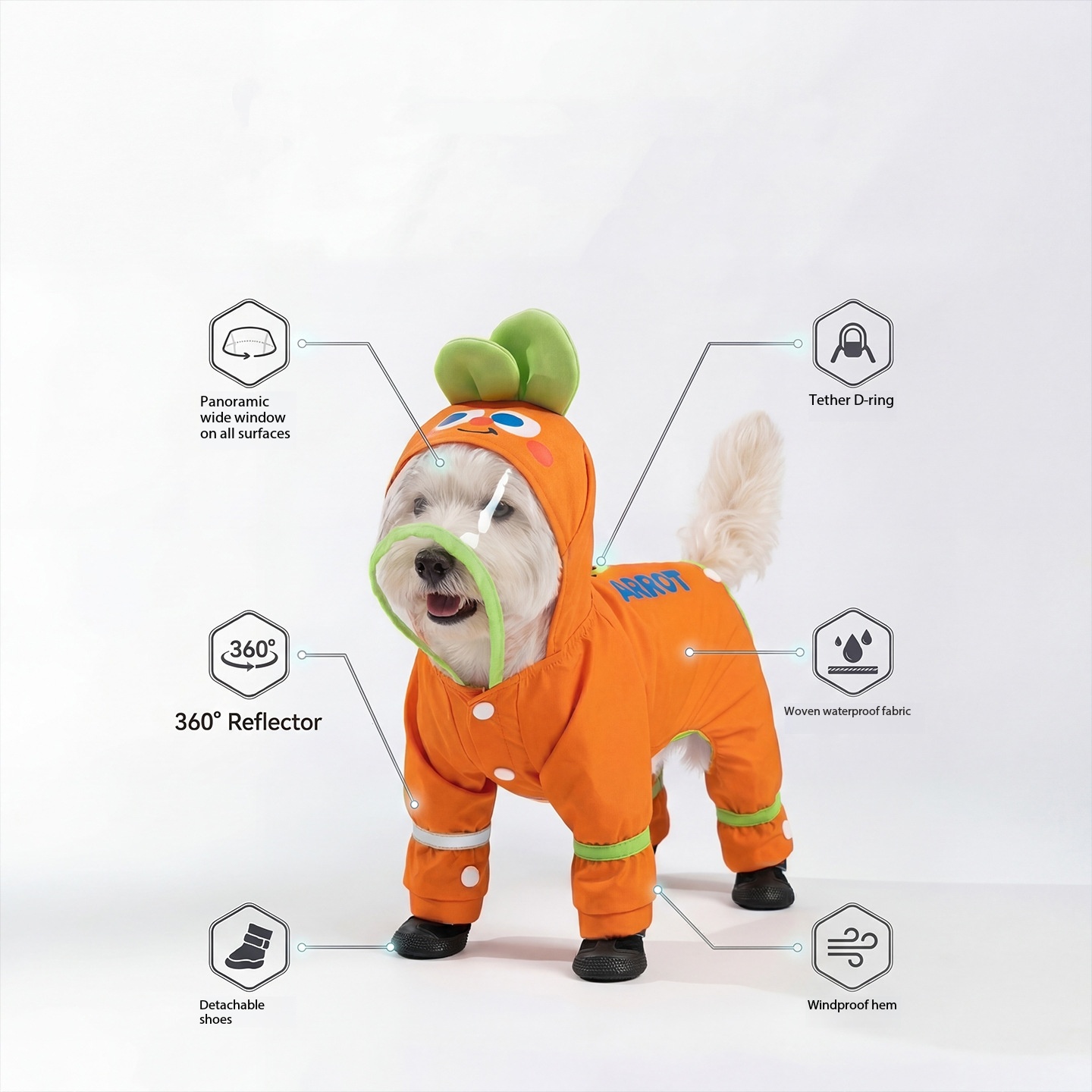 Orange Carrot Dog Raincoat Fou - Dog Raincoat recension och pris